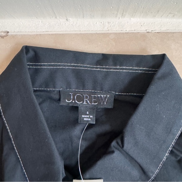 J Crew Black Zip Up Shirt Dress Short Sleeve Midi Women Size 6 Fit Flare Pockets - Picture 11 of 13